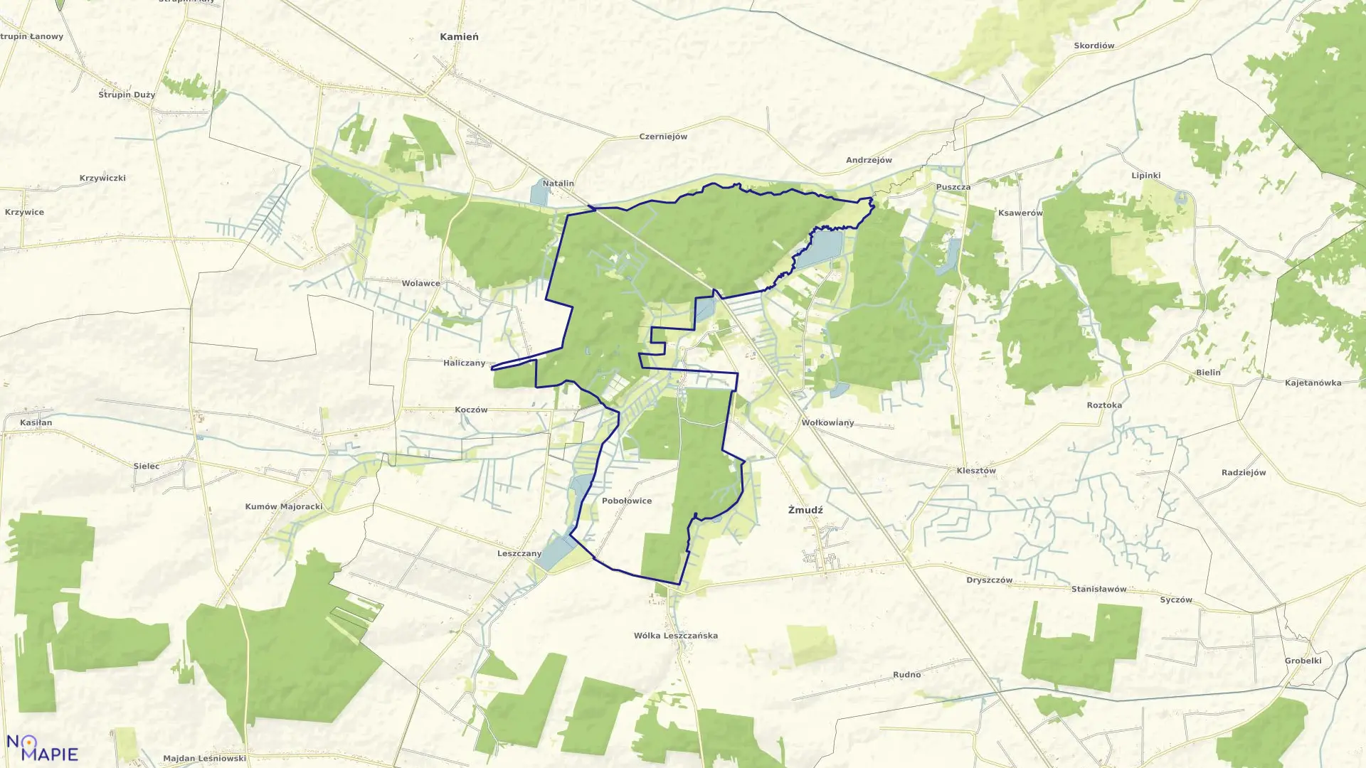 Mapa obrębu POBOŁOWICE w gminie Żmudź