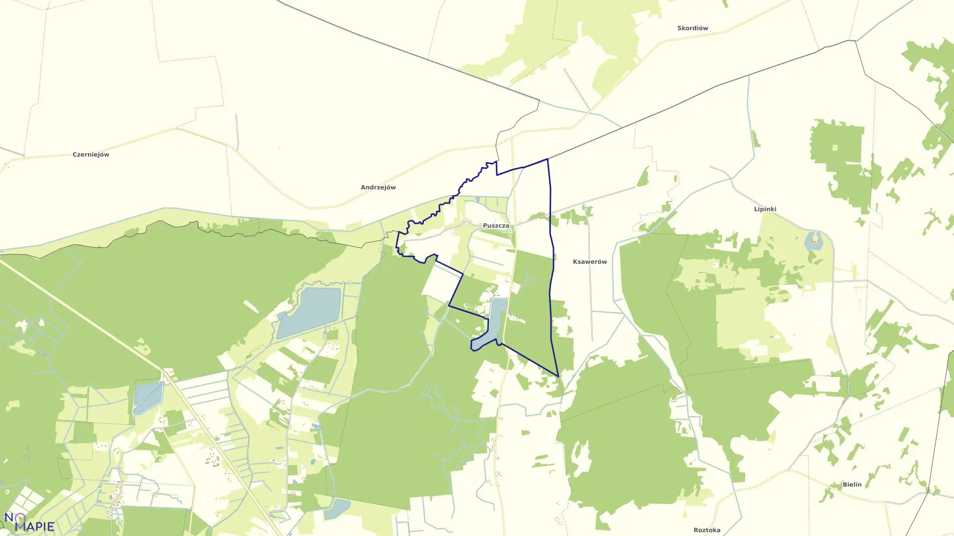 Mapa obrębu PUSZCZA w gminie Żmudź