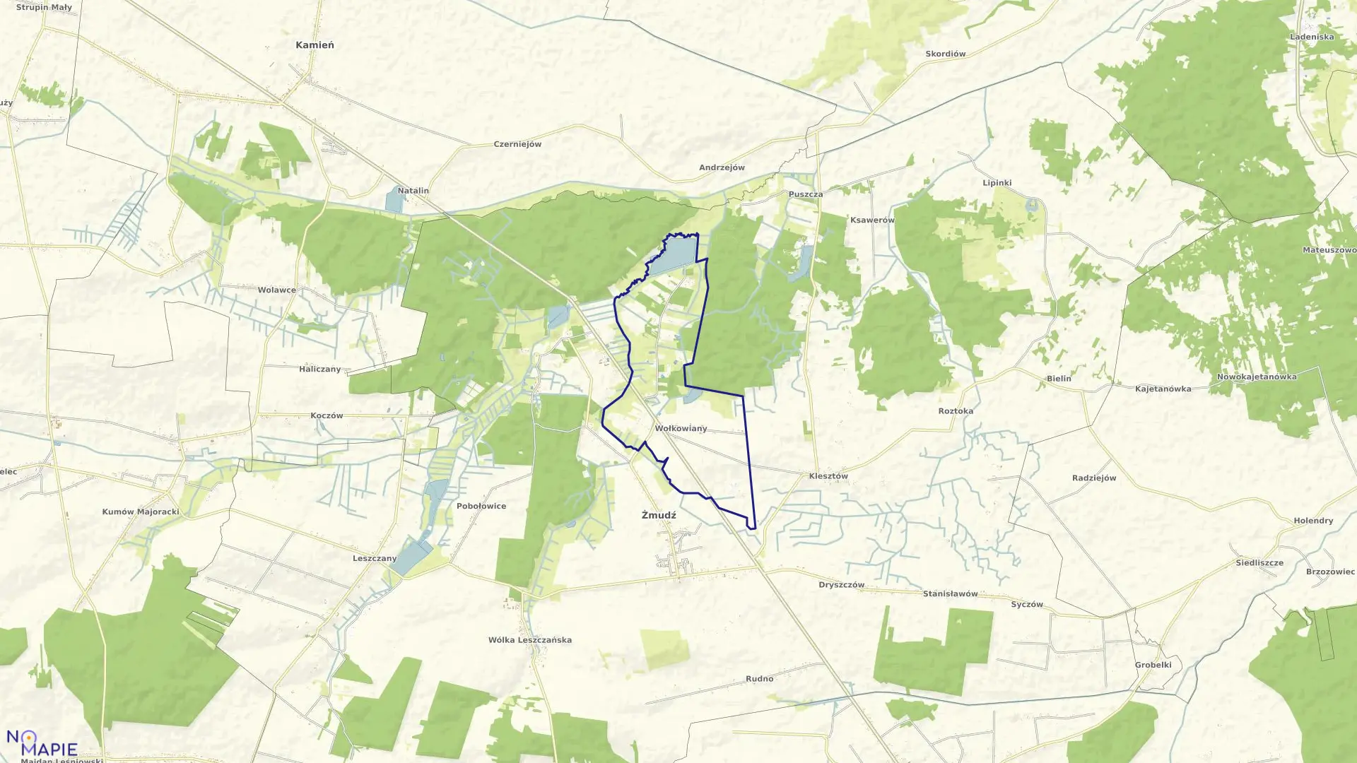 Mapa obrębu WOŁKOWIANY w gminie Żmudź